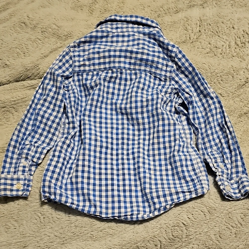 OshKosh B'gosh Checkered Blue White Button-Down Shirt Size 5 Toddler Boy Girl